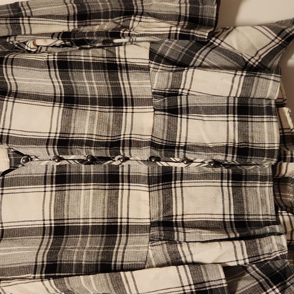 Veronica Beard Black and White Plaid Button Down Shirt - Picture 3 of 4